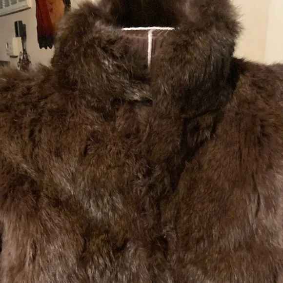 Women's Brown Real Rabbit Fur Jacket - Classic Cozy Coat - Picture 2 of 16